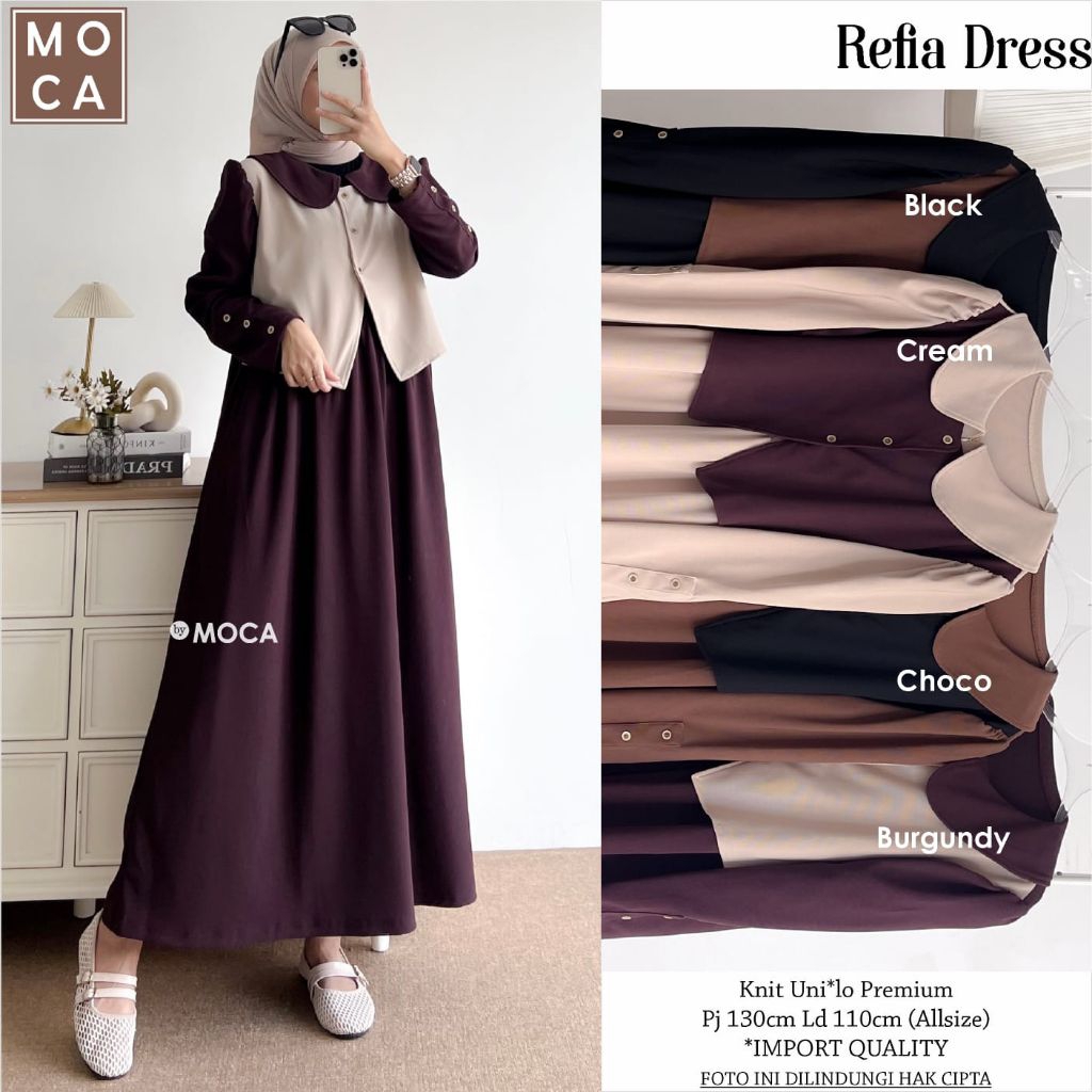 Refia Dress Gamis Jumbo Allsize Busui Premium Knit Uniqlo Original Moca Berlabel