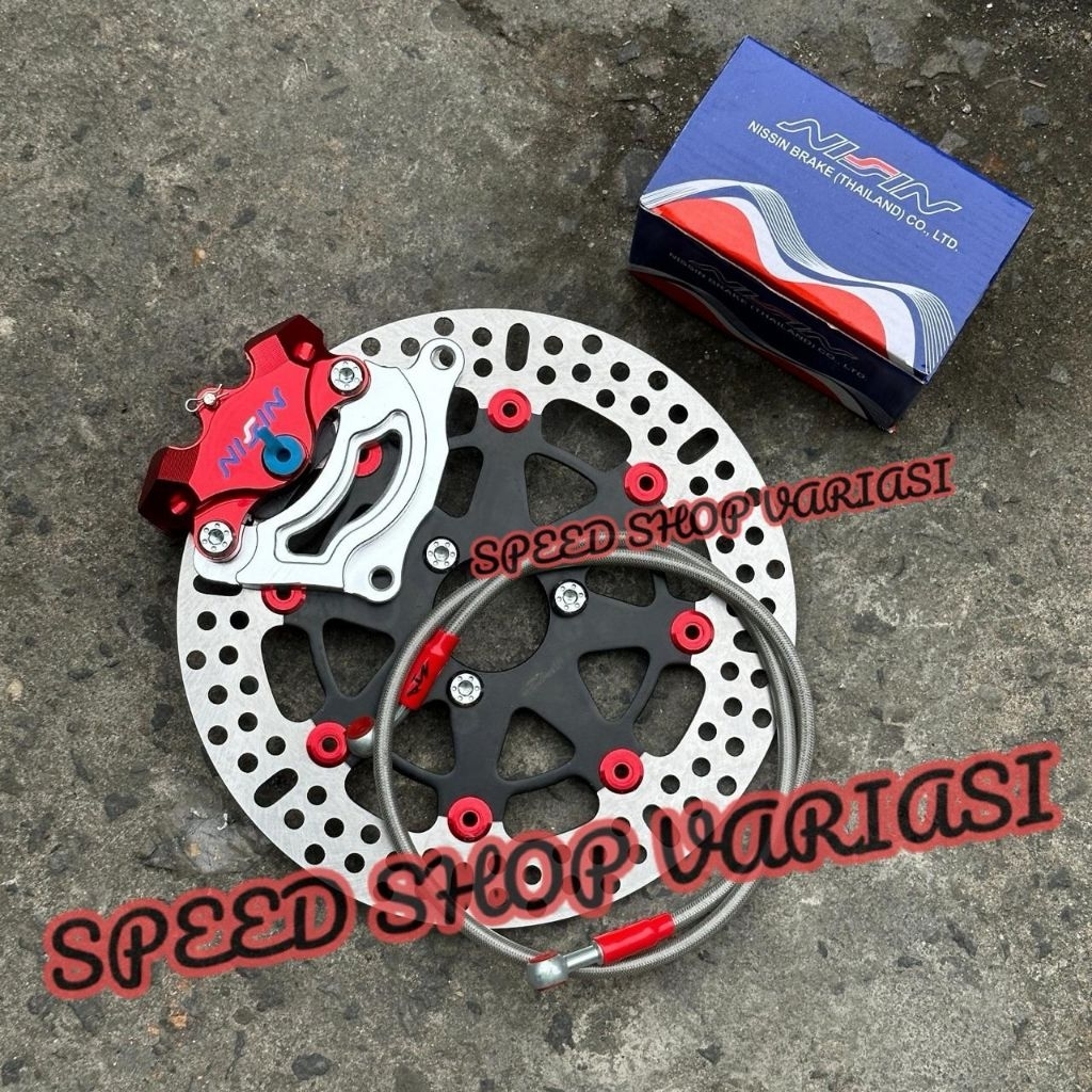 Paket Piringan + Kaliper+Breket Mio 260mm yamaha Mio J/M3/Soul Gt dll khusus disc lubang baut 3