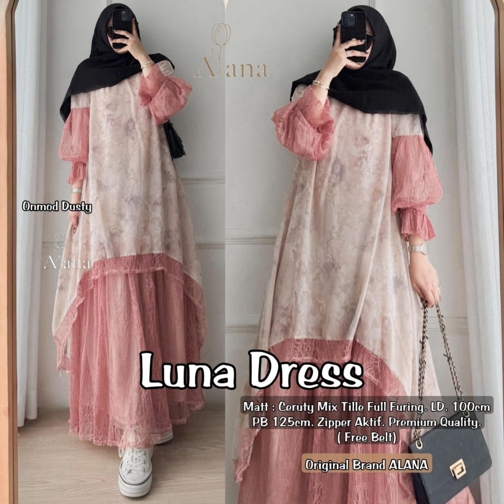 Gamis wanita ceruty babydoll / Luna - Lovia Dress ori Alana