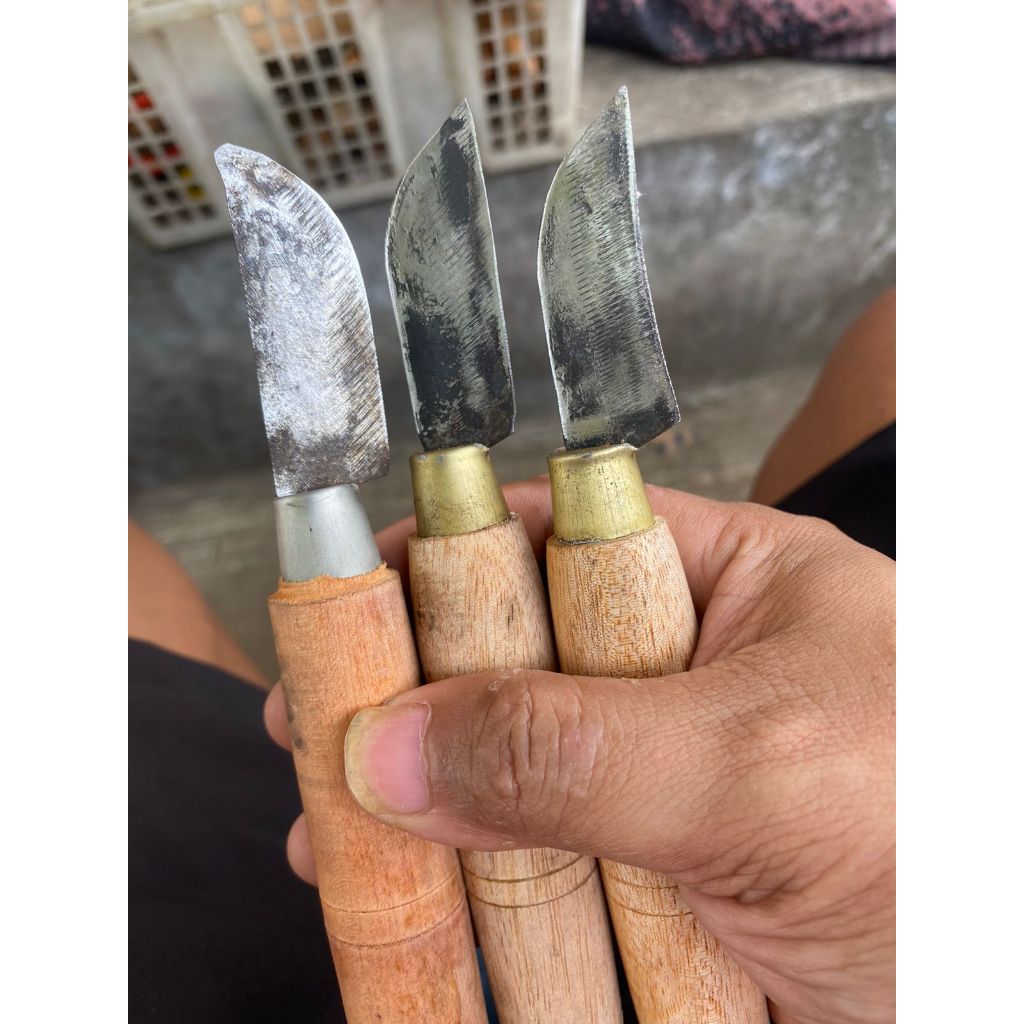 pisau serut bambu grafting okulasi bonsai bahan plat baja gagang kayu kuat