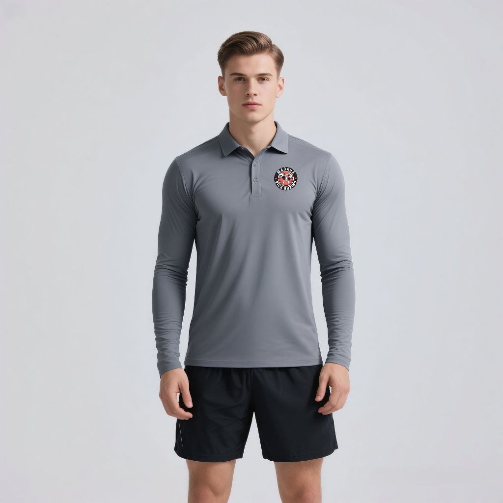 Madaha Polo shirt Dry Fit Kaos Kerah Lengan Panjang Jersey Olahraga KickBoxing knockout