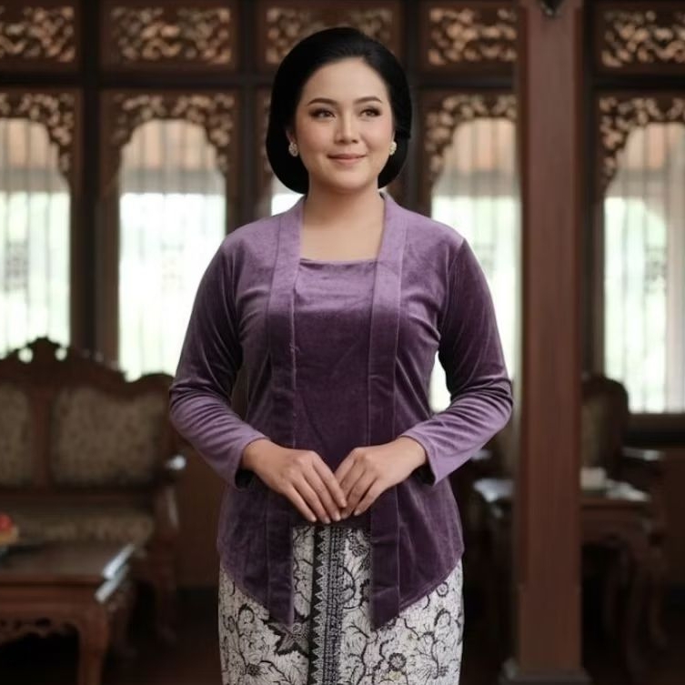 Atasan Kebaya Bludru kutubaru Polos JUMBO