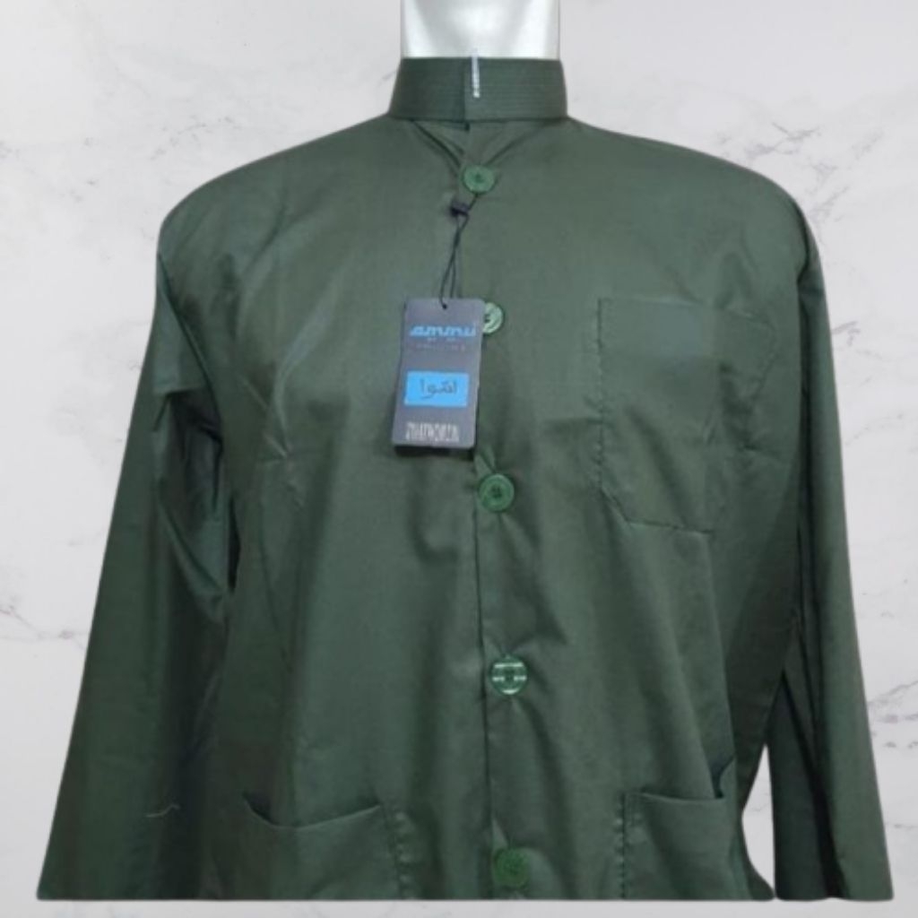 Baju Koko Ammu collection original Haibah lengan panjang pria bahan adem & GK gerah