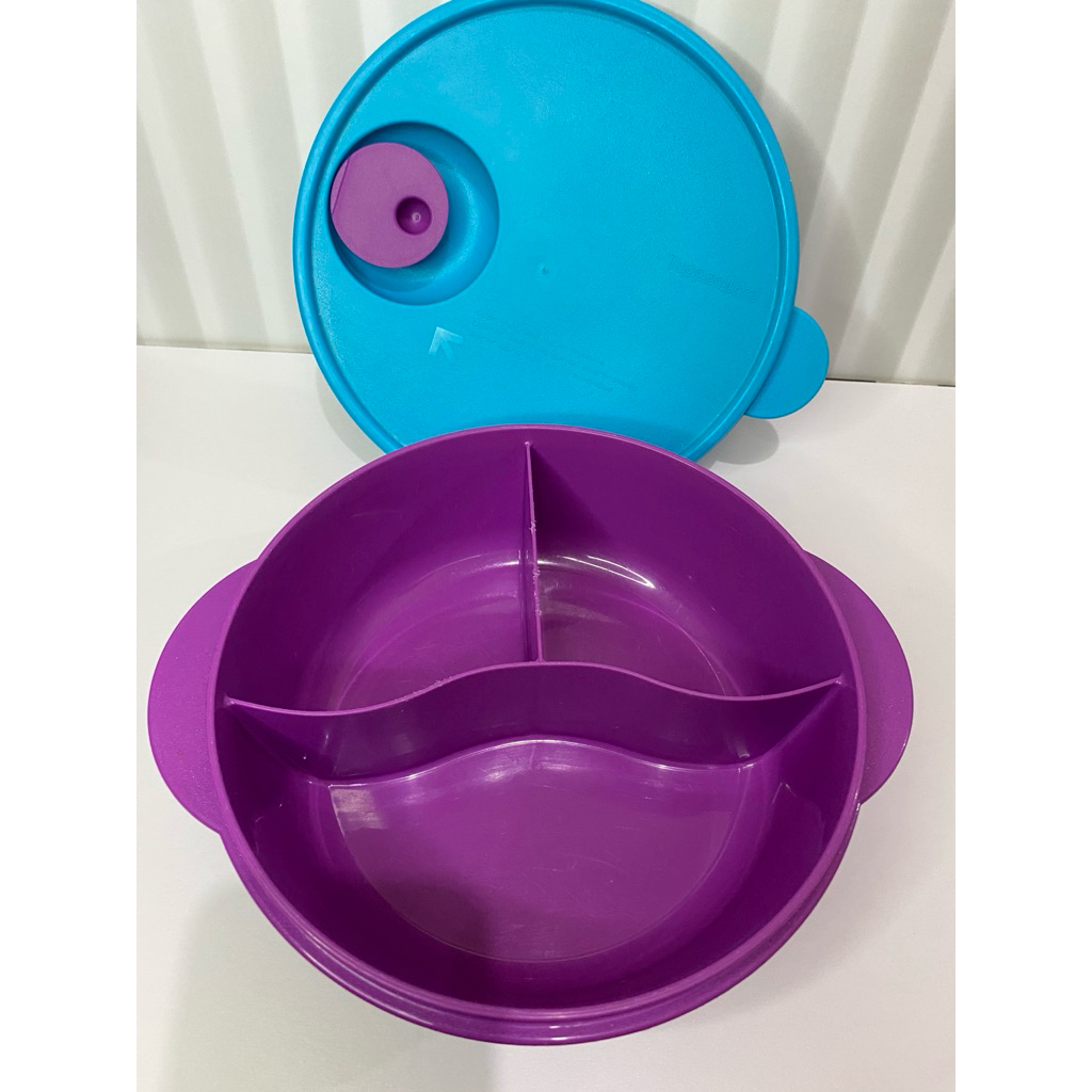 (SECOND) Tupperware Fancy Crystalwave Lunch Set CWL Ungu Biru | Lunch Box Bekal Makan Anak