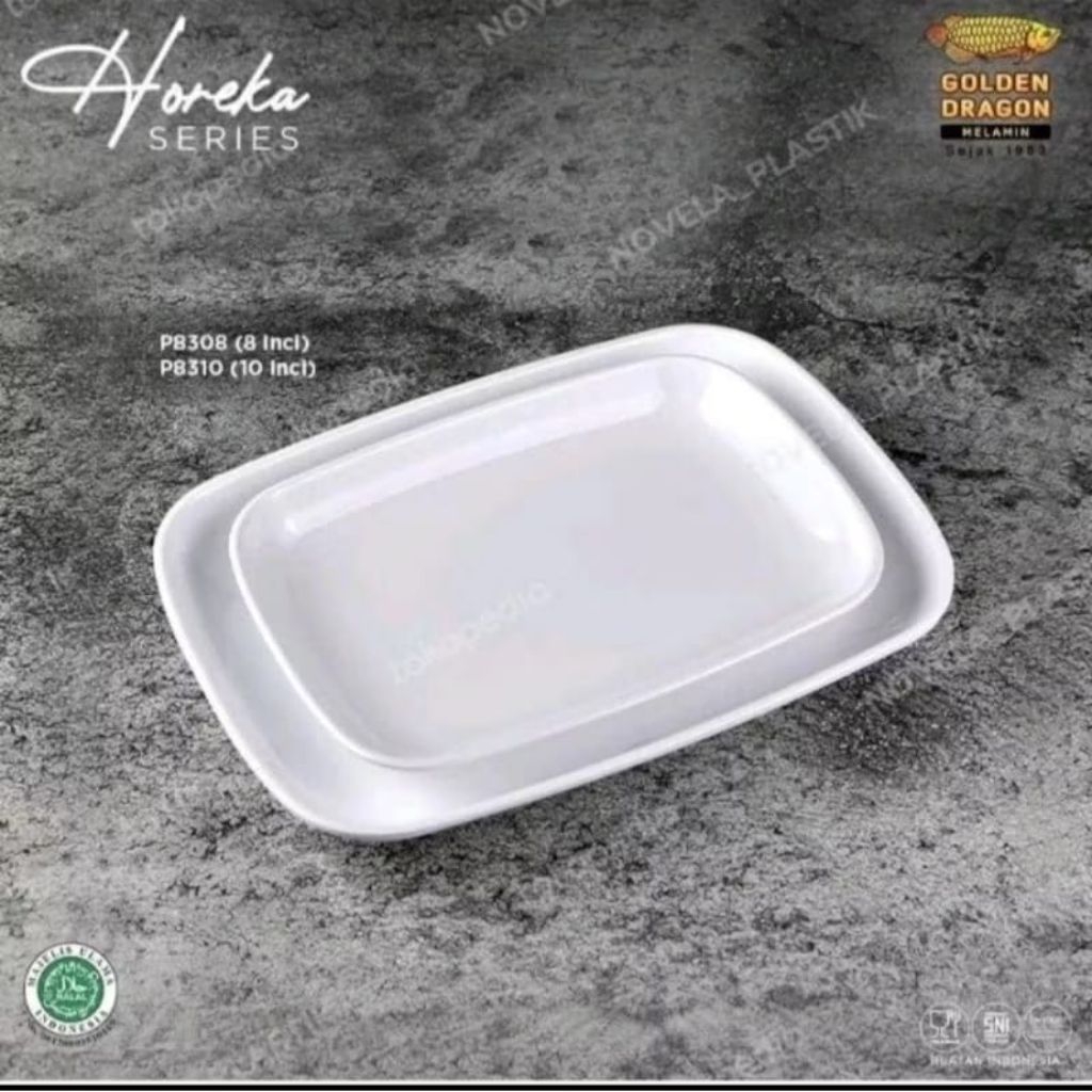 Piring Melamin Kotak Dalam 8 Inch/10 Inch - Piring Restoran - Piring Saji - Golden Dragon P8308/P831