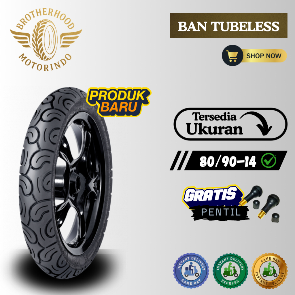 BAN FDR FACIO 80/90-14 TUBELESS  / BAN TUBLES / BAN MOTOR RING 14 / BAN FDR RING 14 / BEAT GENIO OLD