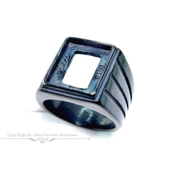 RING / EMBAN / CANGKANG BAHAN TITANIUM SUPER / BENTUK KOTAK / HITAM | RCT-31