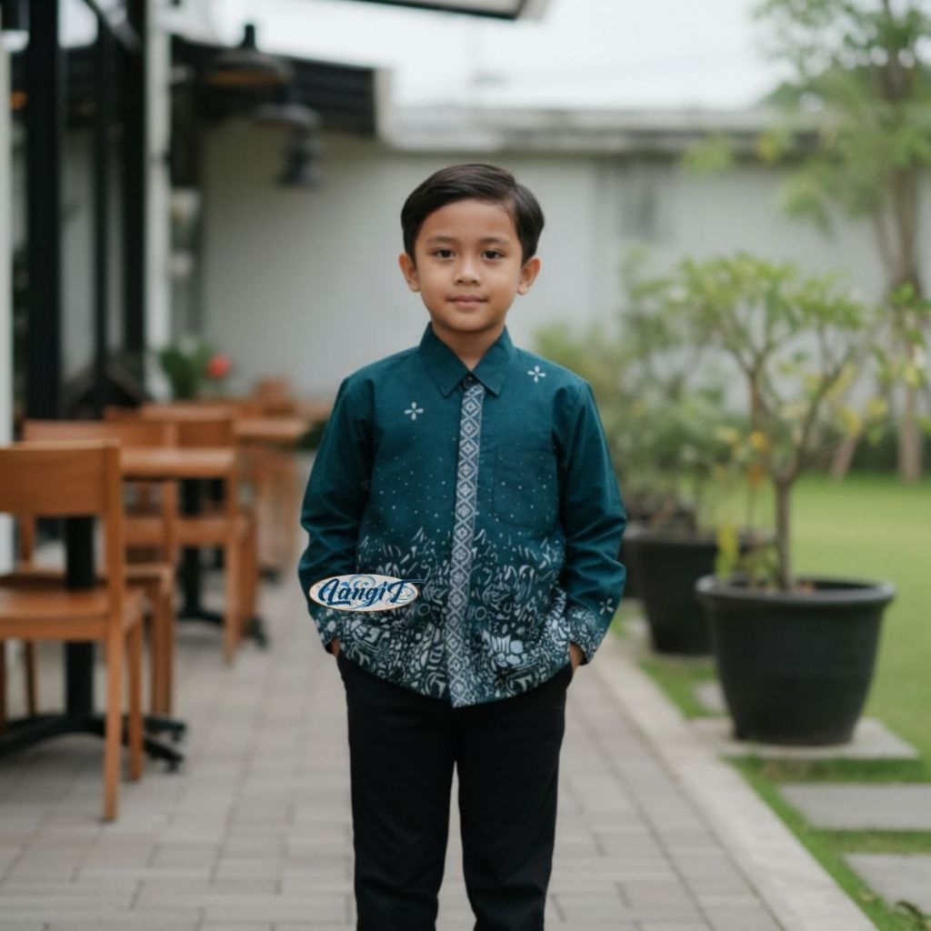 Bella_Fashions21 atasan anak laki laki laki baju batik anak cowok 2-12 tahun kemeja batik anak murah