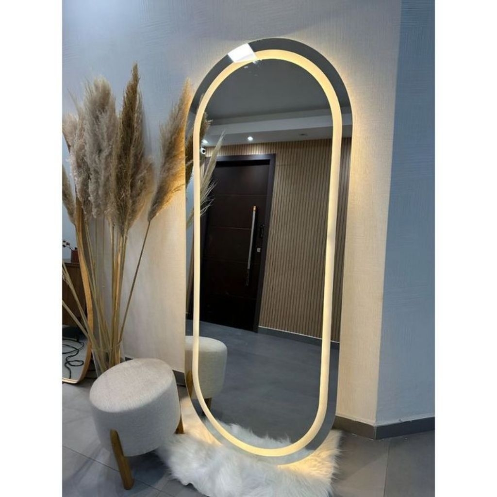 Kaca cermin led aesthetic cermin salon barbershop tempel dinding wastafel kamar mandi