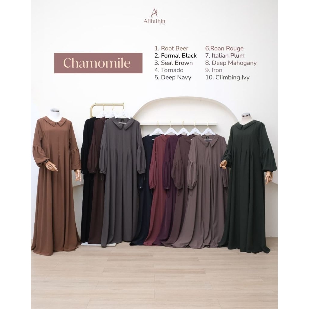[DIJUAL TERPISAH] CHAMOMILE BY AFIFATHIN Gamis Eliza Silk Gamis Bonanza Formal Black Gamis Marbella 