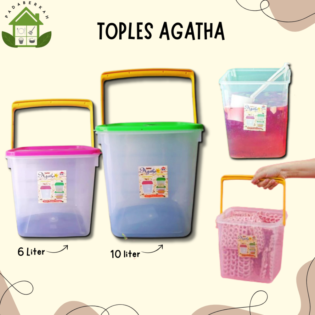 Toples Agatha Sealware Tempat wadah es / Toples Wadah Kerupuk / Toples Plastik Besar / Toples Bening