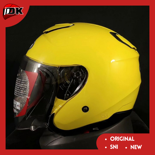Helm Half Face KYT Kyoto R Solid Lemon Yellow gloss Warna Kuning Glossy Original Baru