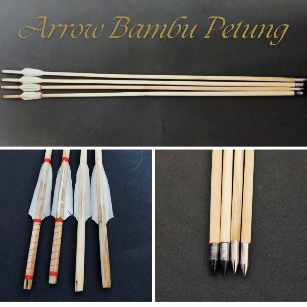 Arrow Bambu Petung Spine 340 | Anak Panah Tradisional Bambu Petung Wing E | Olahraga Panahan