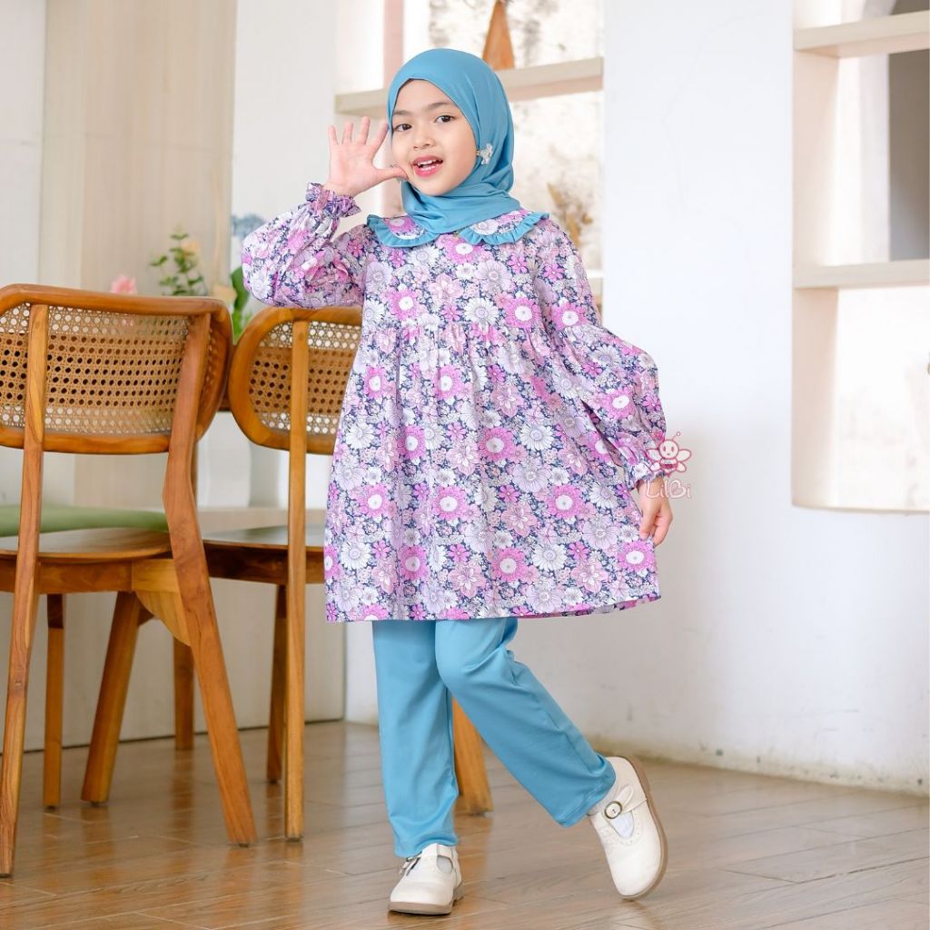 Daisy One Set Lilbi - LittleBeeBoutique - OneSet Muslim Anak Perempuan - Baju Muslim Anak Perempuan