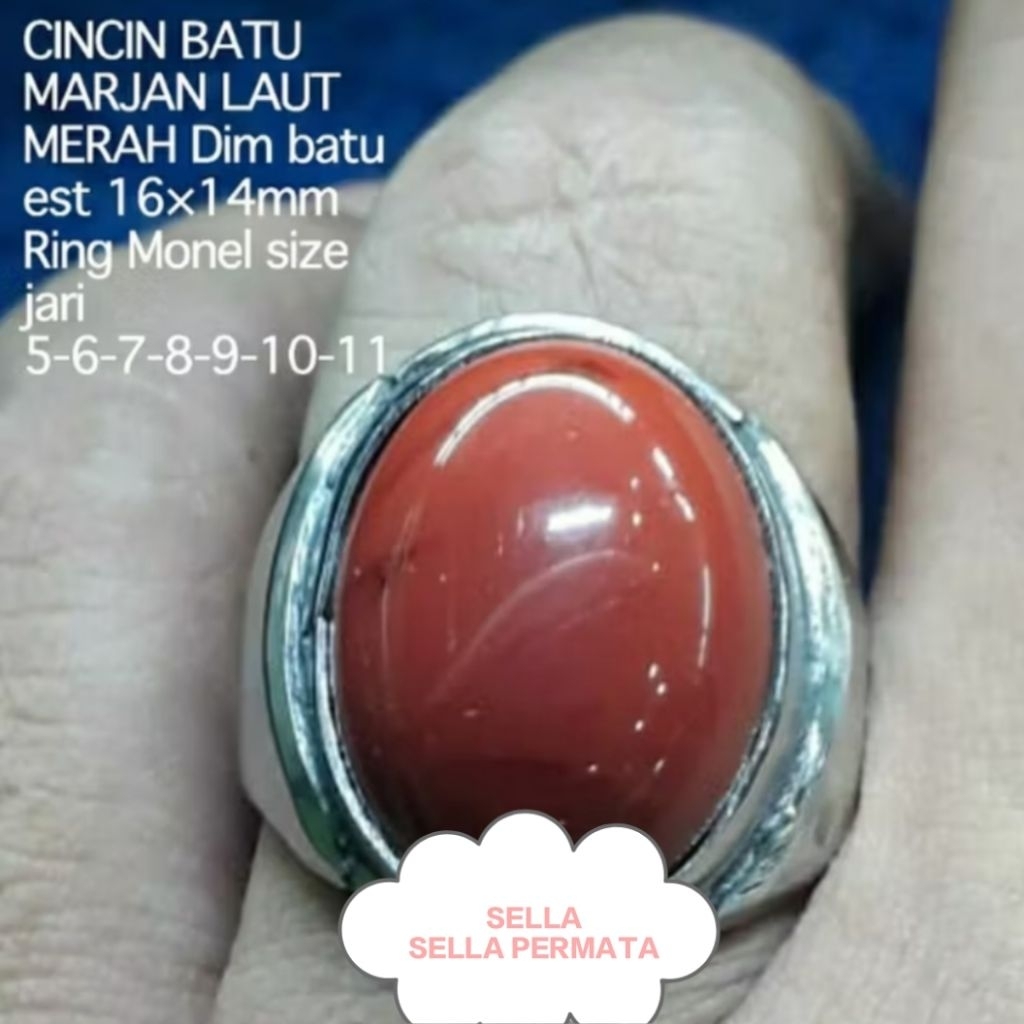 CINCIN BATU MARJAN LAUT MERAH NATURAL ALAM 100%