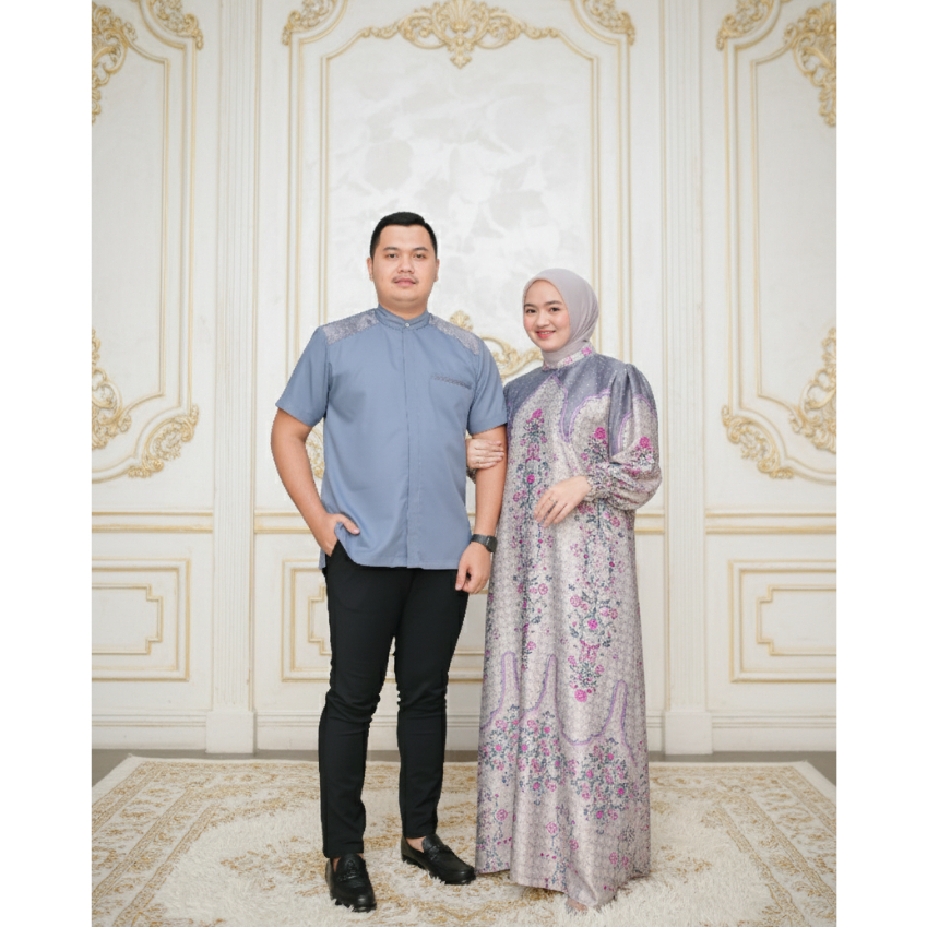 Pamungkas Collection Sarimbit Adiva & Adnan Gamis Bahan Mirabela Silk Kemeja Bahan Toyobo Sarimbit 2