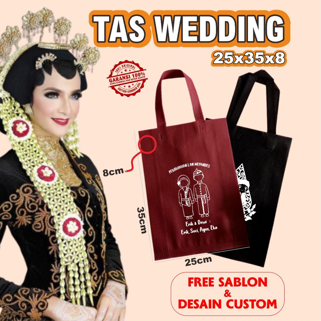 Tas Wedding Souvenir Pernikahan Custom Desain FREE SABLON
