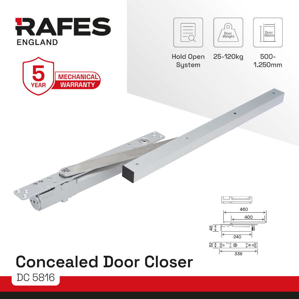 RAFES ENGLAND Door Closer Tanam/Concealed  Door Closer Rafes Max 125KG - DC 5816