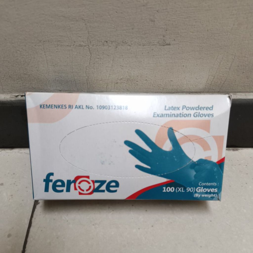 Sarung Tangan Latex Powdered Feroze Latex Examination Gloves Hand Glove Handschoon