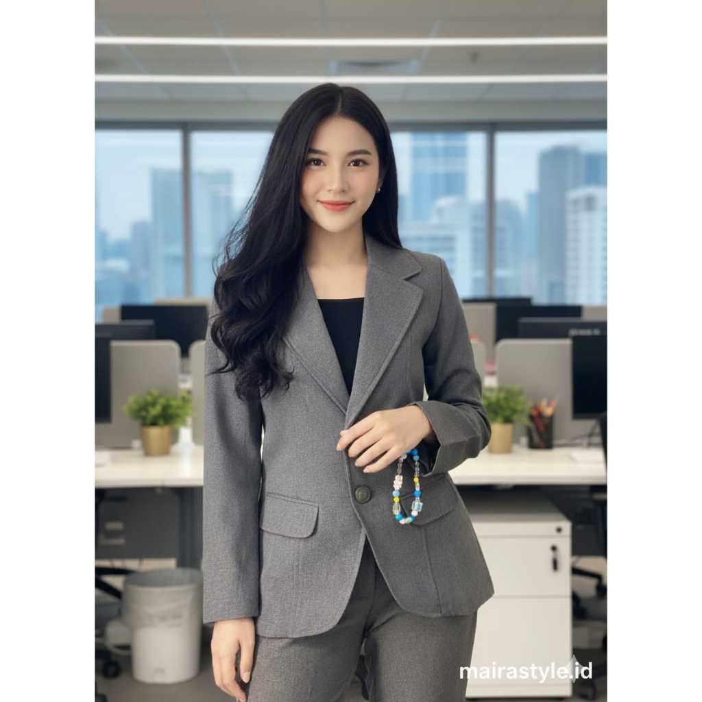 Blazer Kancing Jas Blazer Wanita Kancing dua Formal Kantoran