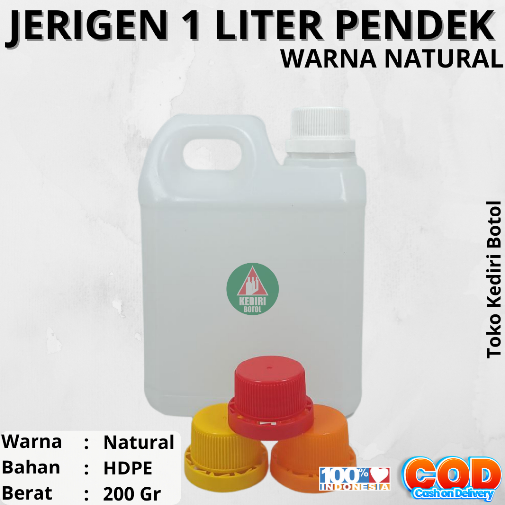 Botol Jerigen 1 literan (56pcs per pack) Putih Susu | Jerigen Pendek Natural | Jerigen 1 literan | J