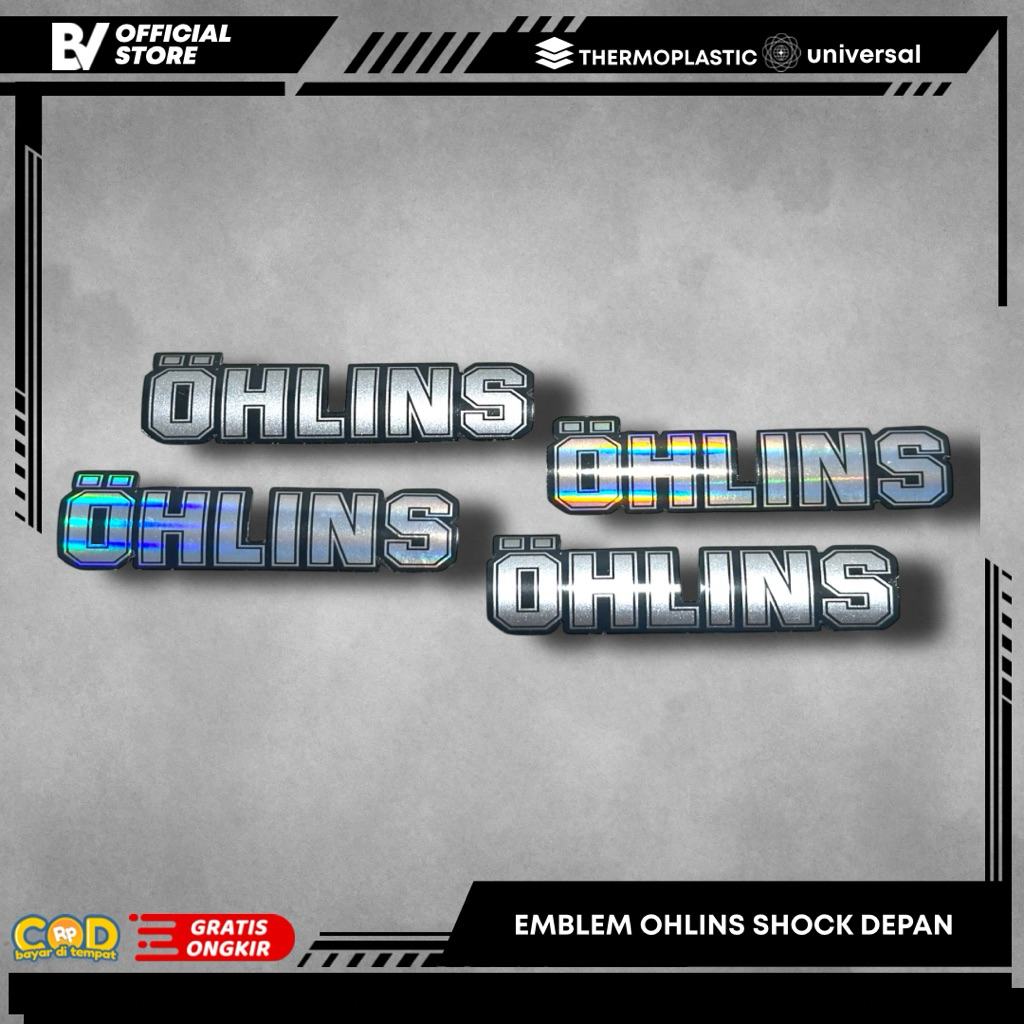 emblem shock depan Ohlins timbul / emblem nissin shock depan