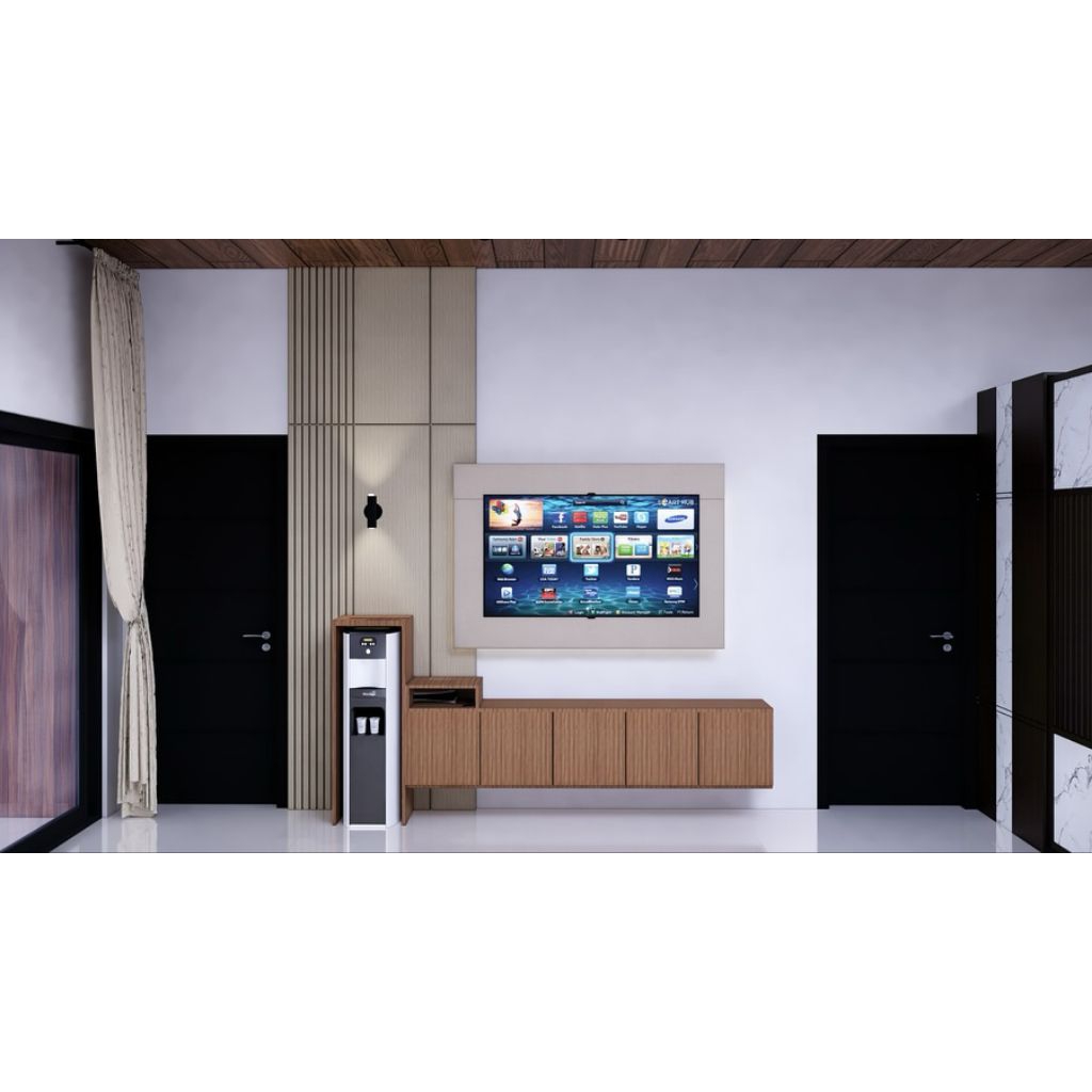 Custom Backdrop TV Minimalis Modern – Panel Dinding Premium | Rak TV Gantung Kayu Elegan – Kediri Tu