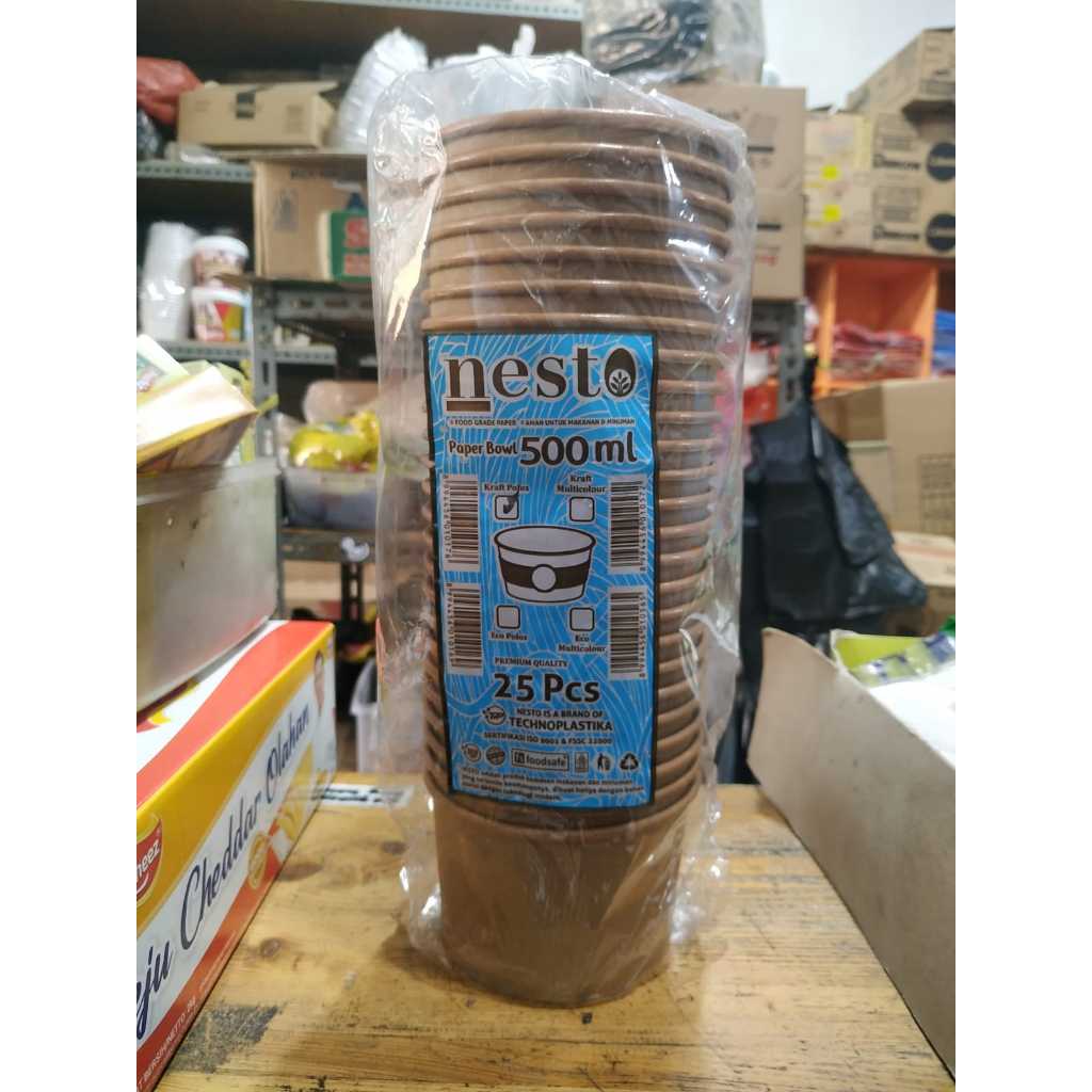 Paper Bowl 500ml Coklat, BADAN SAJA