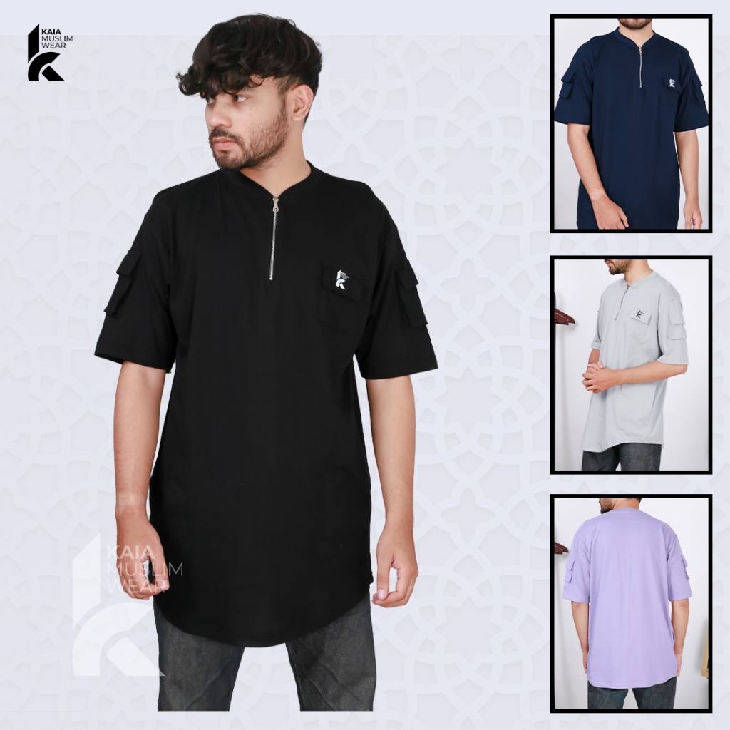 Kaiamuslimwear - Baju Kaos Kurta Tactical Pria Islami Dengan Kerah Mandarin