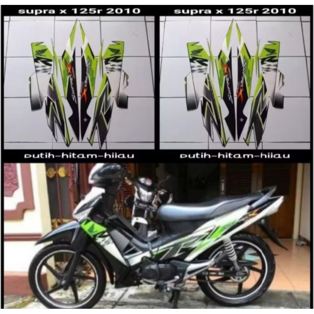 Striker striping motor Honda Supra x 125 Tahun 2010 Warna HIJAU PUTIH