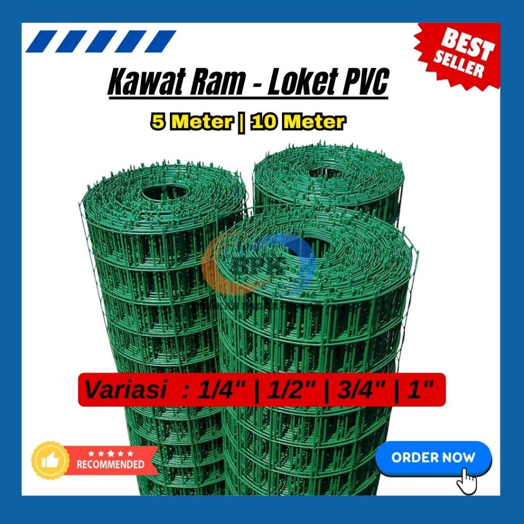 Kawat Loket Ram Mesh PVC | Tebal 1mm Variasi 1/4 1/2 3/4 1 | Cocok Untuk Kandang Hewan Aviary | Stoc