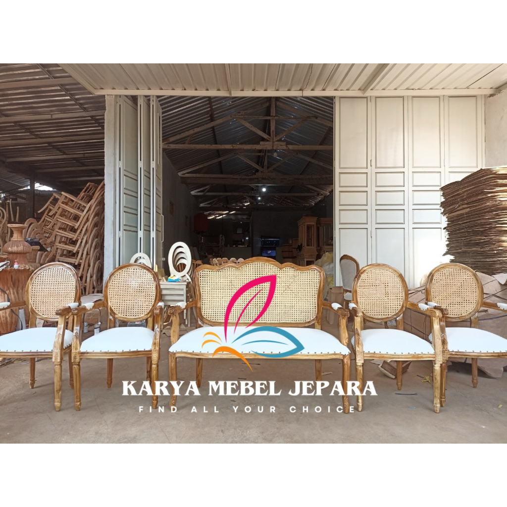 [KURSI PENGANTIN DEKOR PELAMINAN] MIKI + BESAN GUNDUL ROTAN RUSTIC VINTAGE