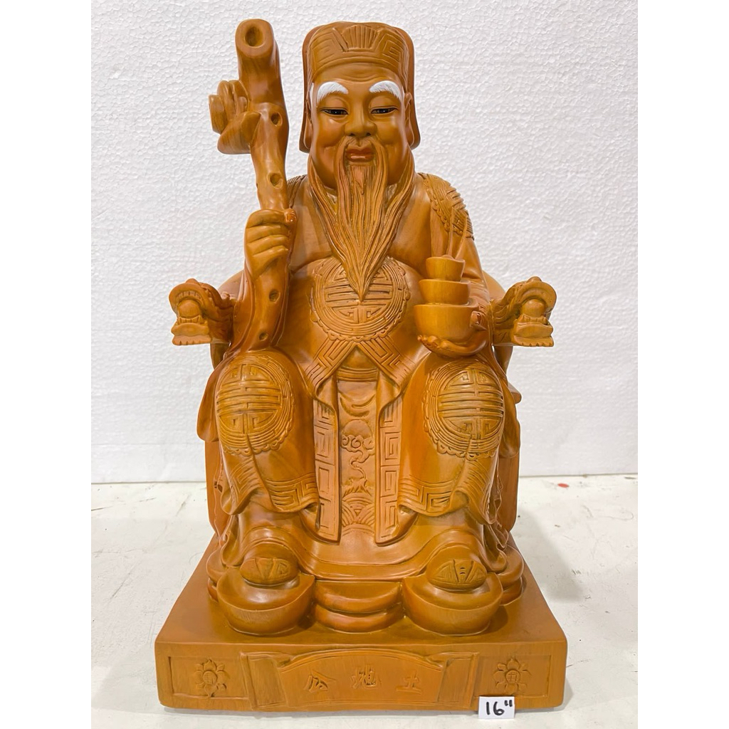 patung dewa bumi - Tutikong - tecukong warna kayu polos 16in