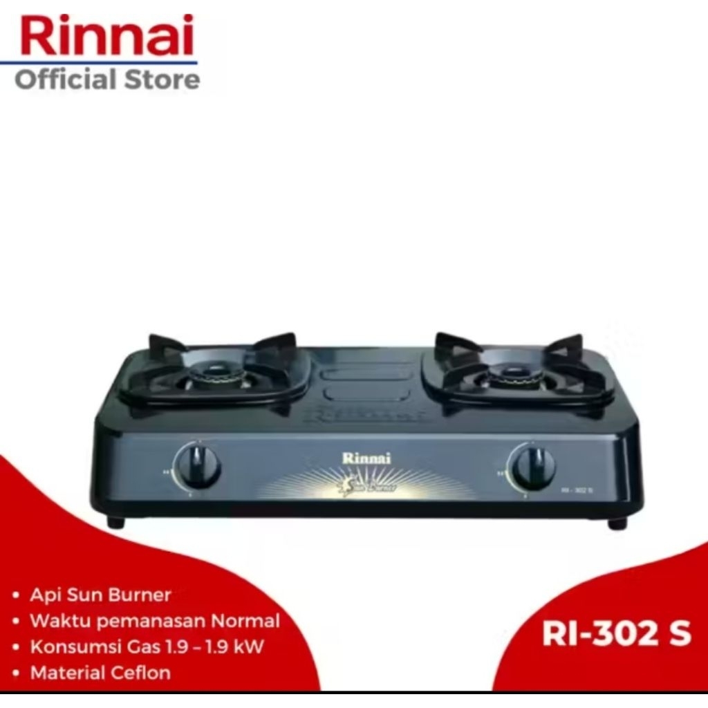 Rinnai Kompor gas  RI 302s Kompor Gas Rinnai RI-302S  302 S  Kompor 2 Tungku