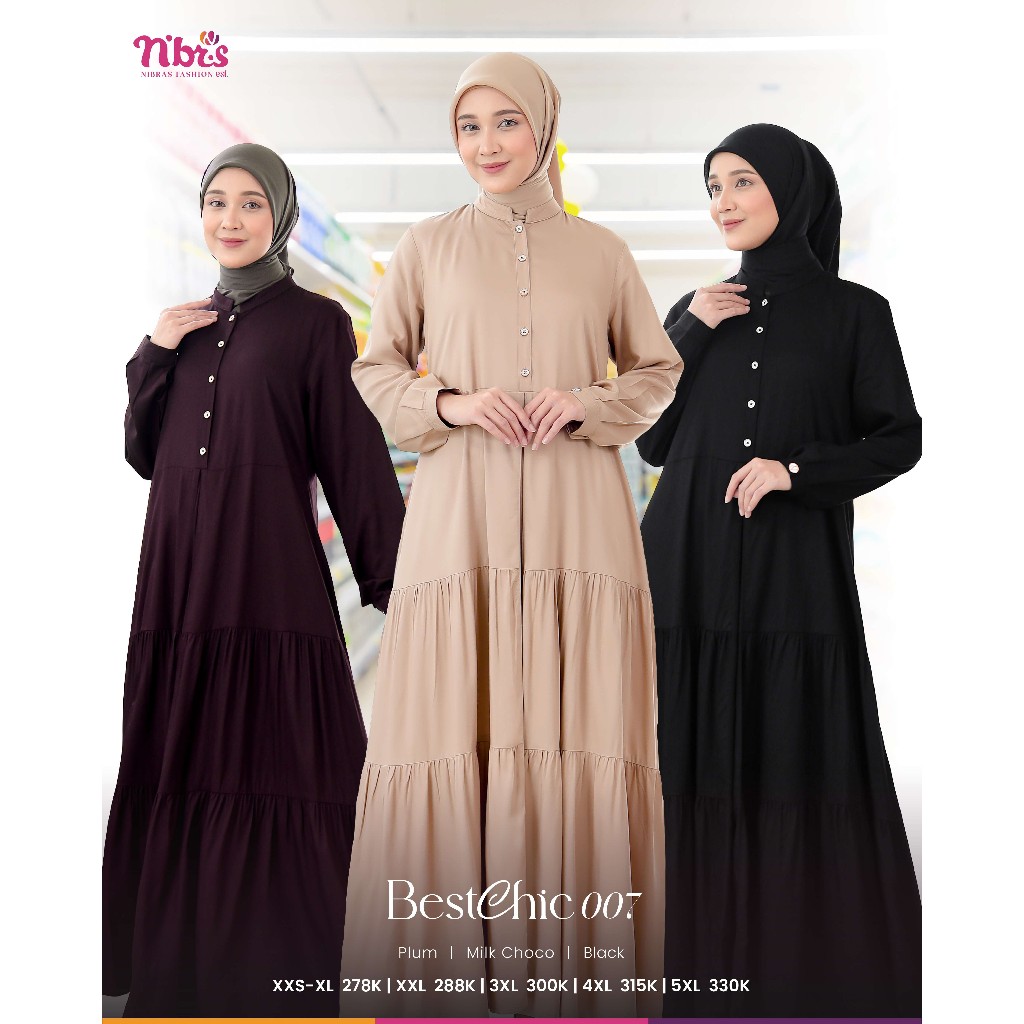 [ SALE ] GAMIS NIBRAS NBRS BESTCHIC 007 BLACK MILK CHOCO PLUM XXS - XXL 3XL 4XL 5XL JUMBO / OOTD KER