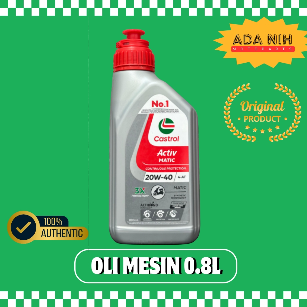 OLI CASTROL OLI MESIN MOTOR CASTROL ACTIV MATIC 20W-40 (0.8L)