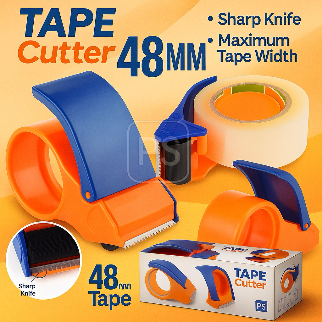 RUSFET Tape Cutter 48mm – Pemotong Lakban Besar Heavy Duty / Tape Dispenser Besar