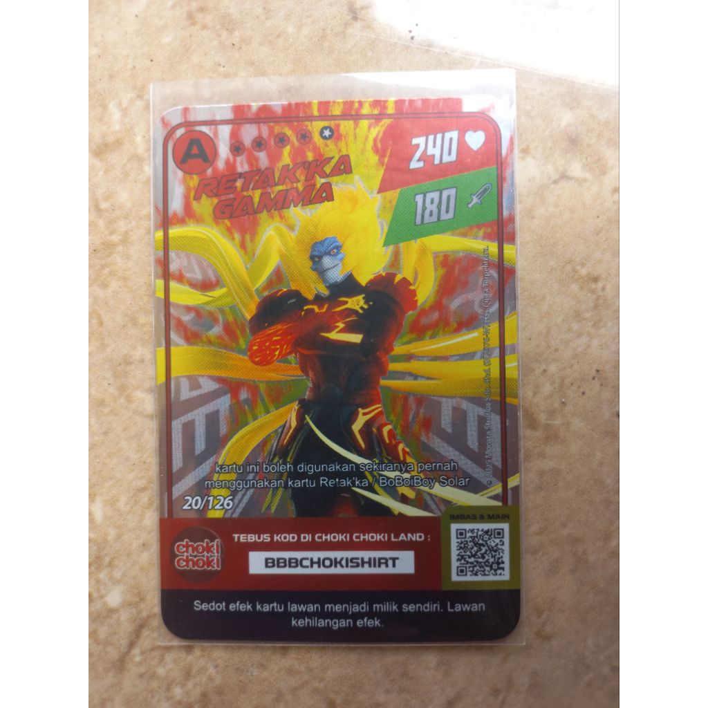 Choki Choki Monsta Galaxy Card Kartu Silver [Retakka Gamma,Boboiboy Supra, Jeneral Karumbang, Jam Ta