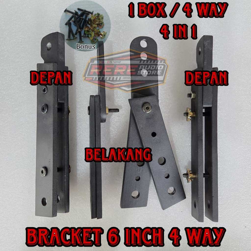 Bracket Gantung LINE ARRAY Model VERA 4WAY Ukuran Box Speaker 6'' 4in1 / Breket 6 inch 4in1 Berkuali