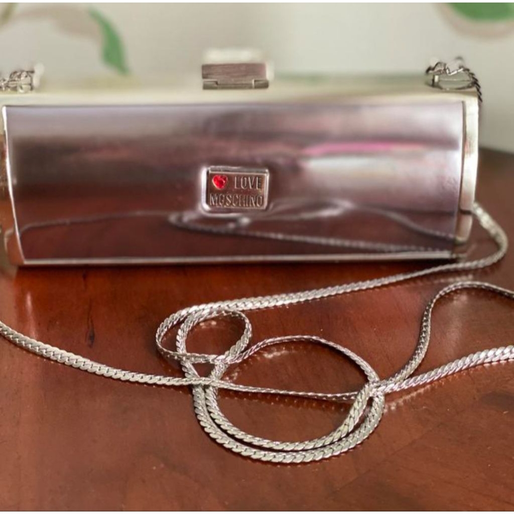 Love Moschino Bag sparkle Heart Box Clutch/atau Tas Pesta Mewah Berlian Imitasi