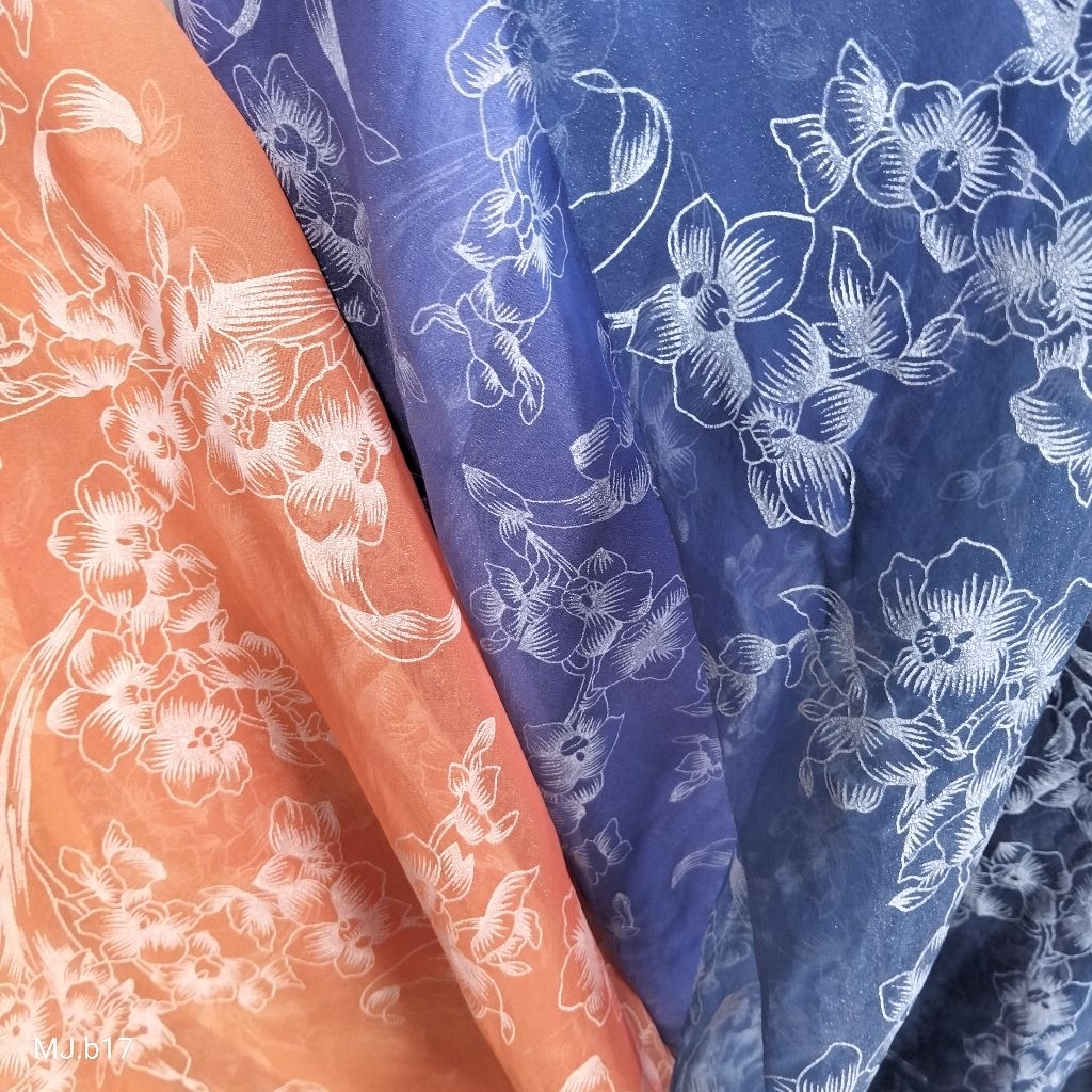 Kain Organdi Motif Premium - Harga/0,5 m - Kain Organdi Motif Bunga Meteran - Bahan Organdi Premium 