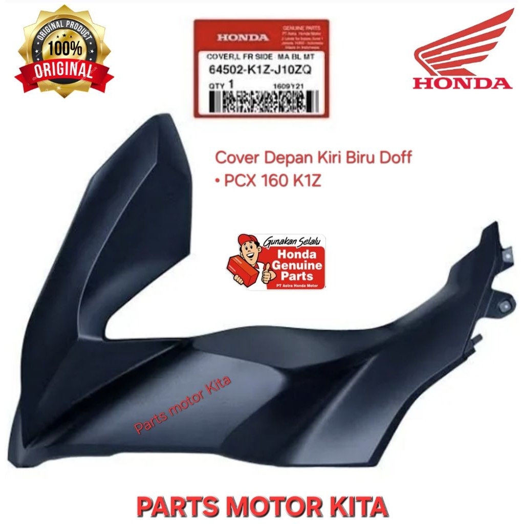 64501K1ZJ10ZQ dan 64502K1ZJ10ZQ Cover Sayap Depan Kiri Kanan Warna Biru Doff Honda PCX 160 K1Z Origi