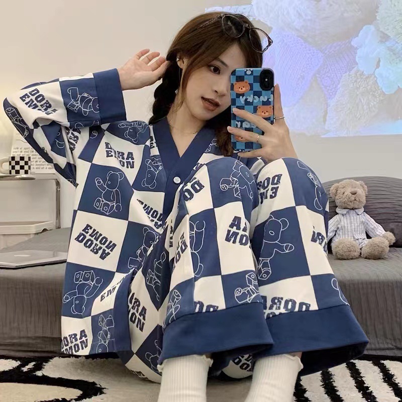 Turu Piyama Baju Tidur Wanita  Remaja Prempuan Dewasa Katun Premium Set Lengang Panjang Celana Panja