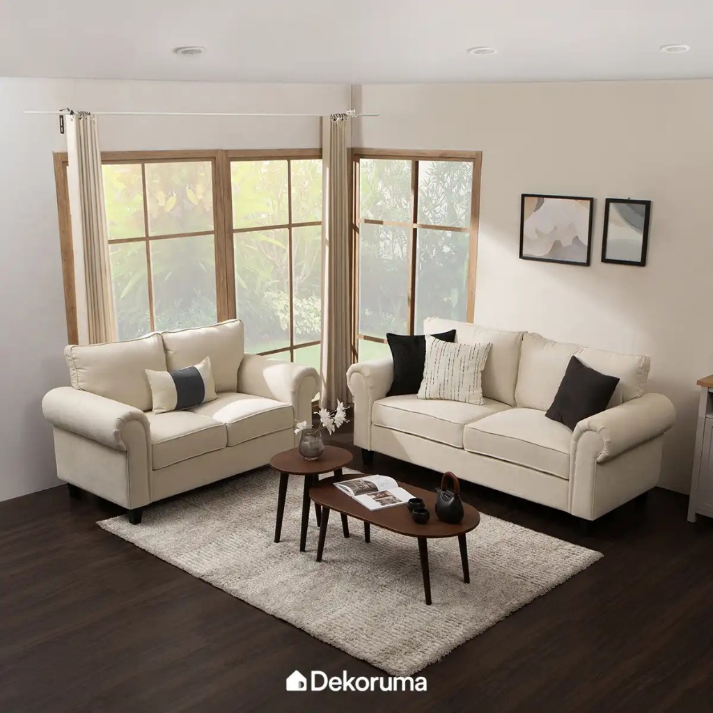 Dekoruma SHOHEI Sofa / Sofa Keluarga Kain / Sofa Ruang Tamu - Beige