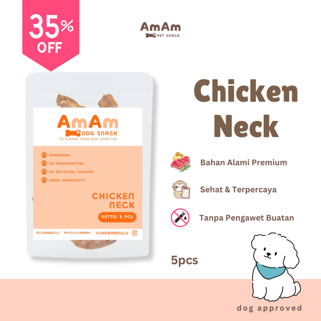 AmAm Chicken Neck | Snack Anjing Leher Ayam | Cemilan Anjing | Dog Chew | Dog Snack Treats