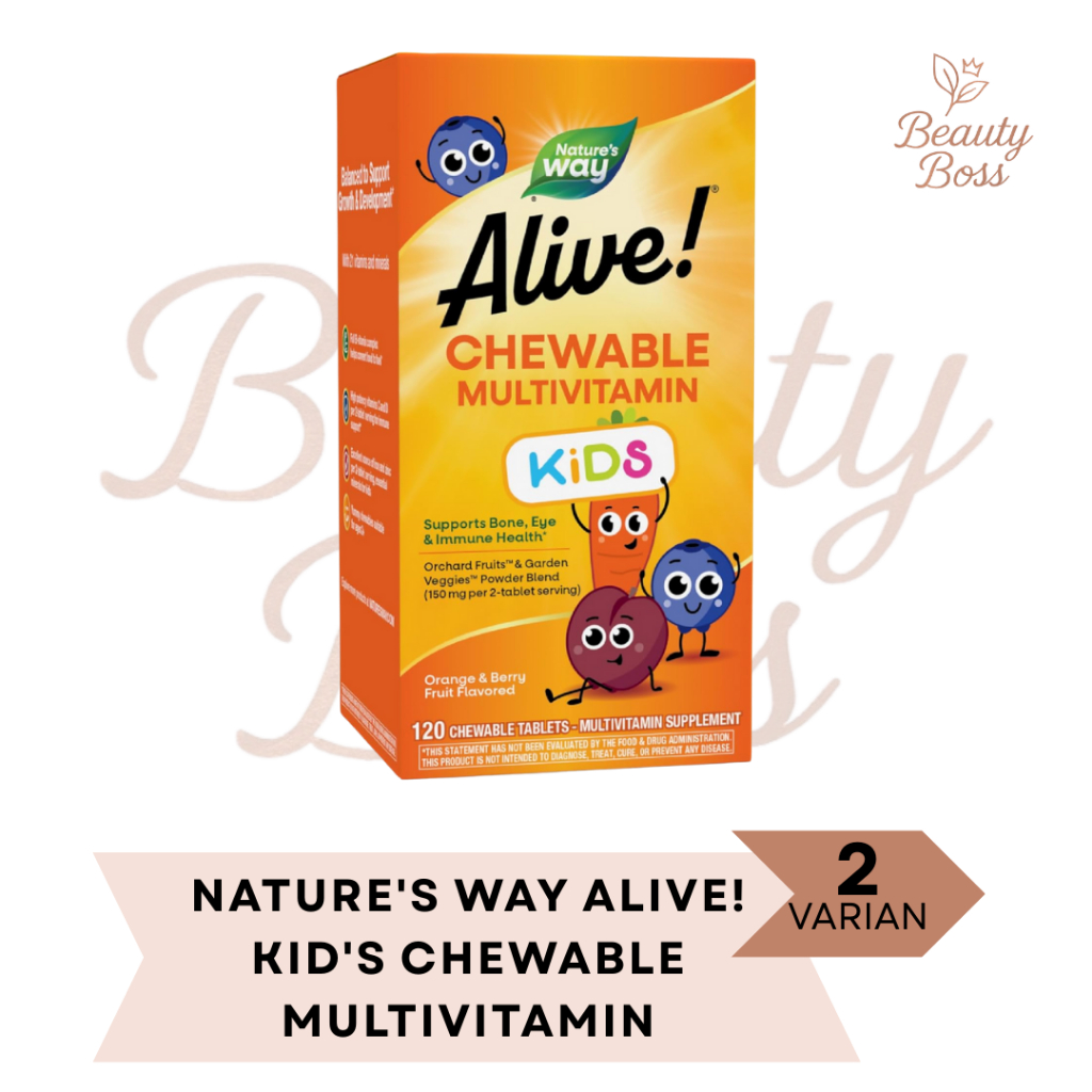 Nature's Way Alive Kids Chewable Multivitamin Orange Berry Natures Vitamin Anak 120 Chewable Tablets
