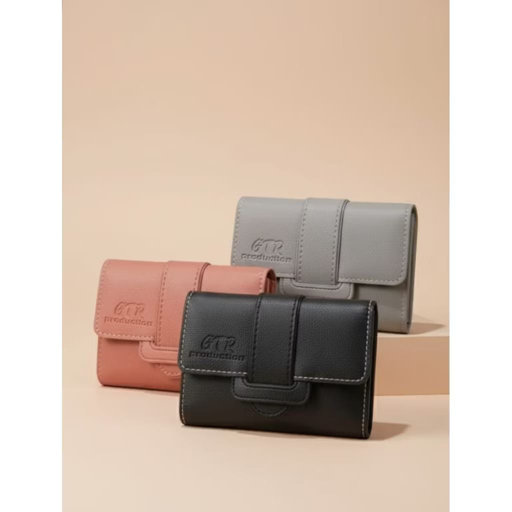 Dompet lipat 3 slop kancing dompet gtr wanita dompet mini elegant dompet kancing