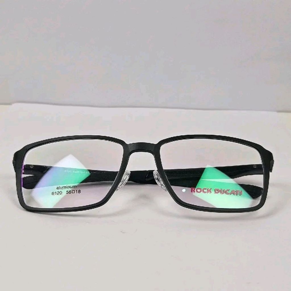Frame Kacamata Pria ROCK DUCATI 6120 Hitam – Frame Kotak Aluminium Premium 56mm Elegan Ringan bisa l
