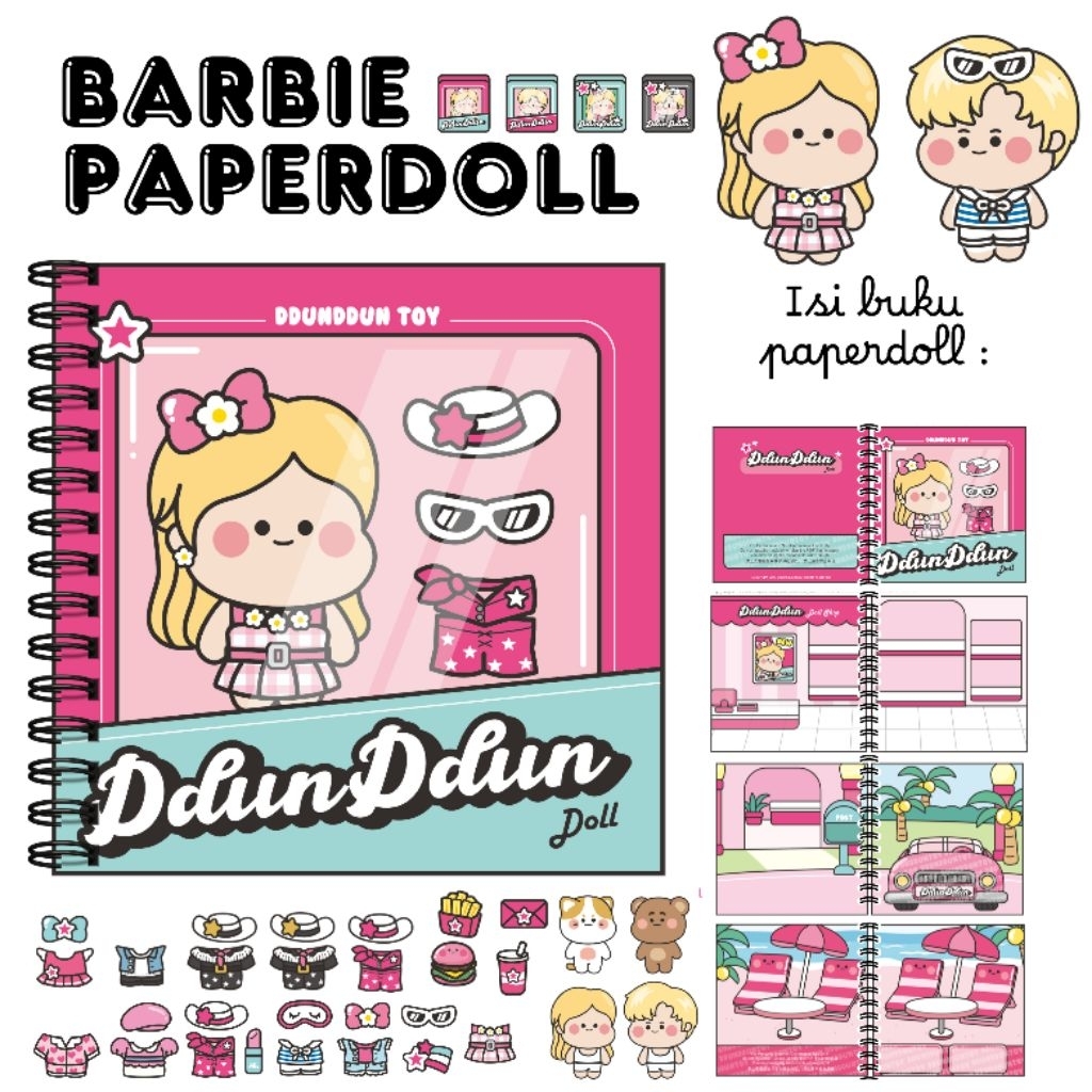 B005 - BARBIE Paper Doll Paper Book Paperdoll Paperbook Quiet Book Mainan Edukasi Boneka Kertas BP