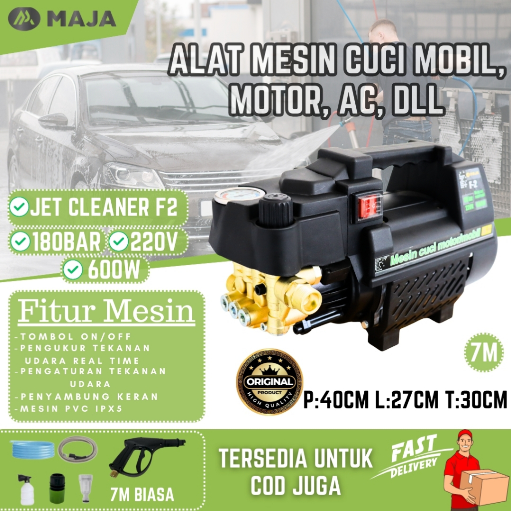 Jet Cleaner MAJA F2 Premium Deluxe High Pressure Washer 180Bar 600W – Mesin Cuci Motor Mobil Semprot